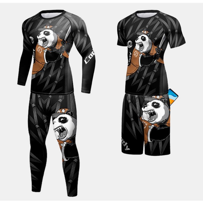 Mens 4-Piece Athletic Compression Set Breathable Workout Suit Gym Running Cycling Fall