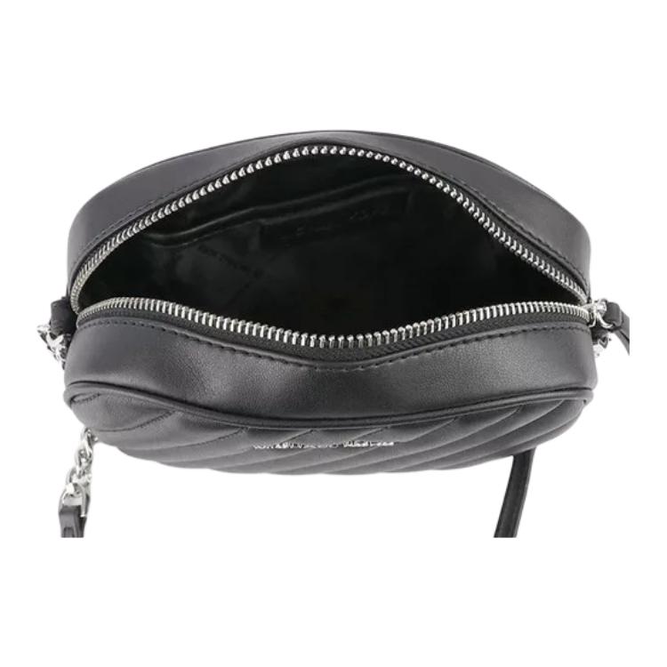 Michael Kors MK Rose Letter Logo Stitching Small Flap Leather Camera Bag Women Crossbody Bag Black 35S1SXOC1U-BLACK