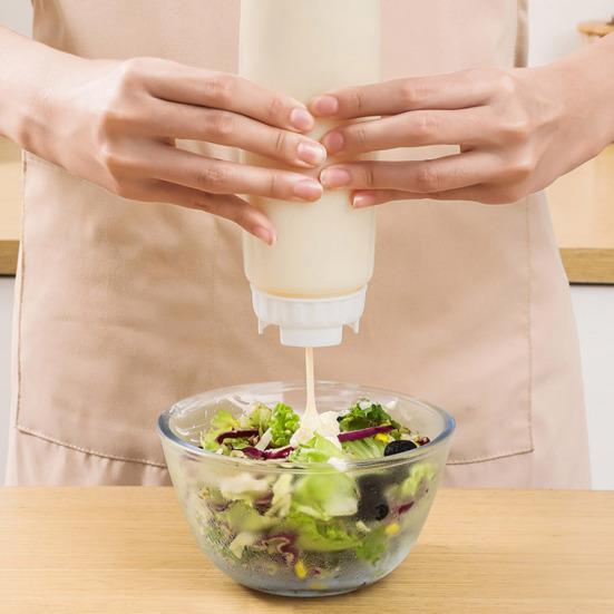 Диспенсер для приправ, бутылка для соуса, большая емкость, многоразовый контейнер для приправ, кухонный инструмент с двойной головкой для жидких соусов