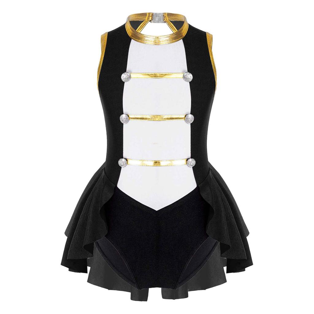 Детское цирковое платье для девочек, костюм без рукавов, ажурное нарядное платье-трико для катания на коньках, комбинезон для косплея