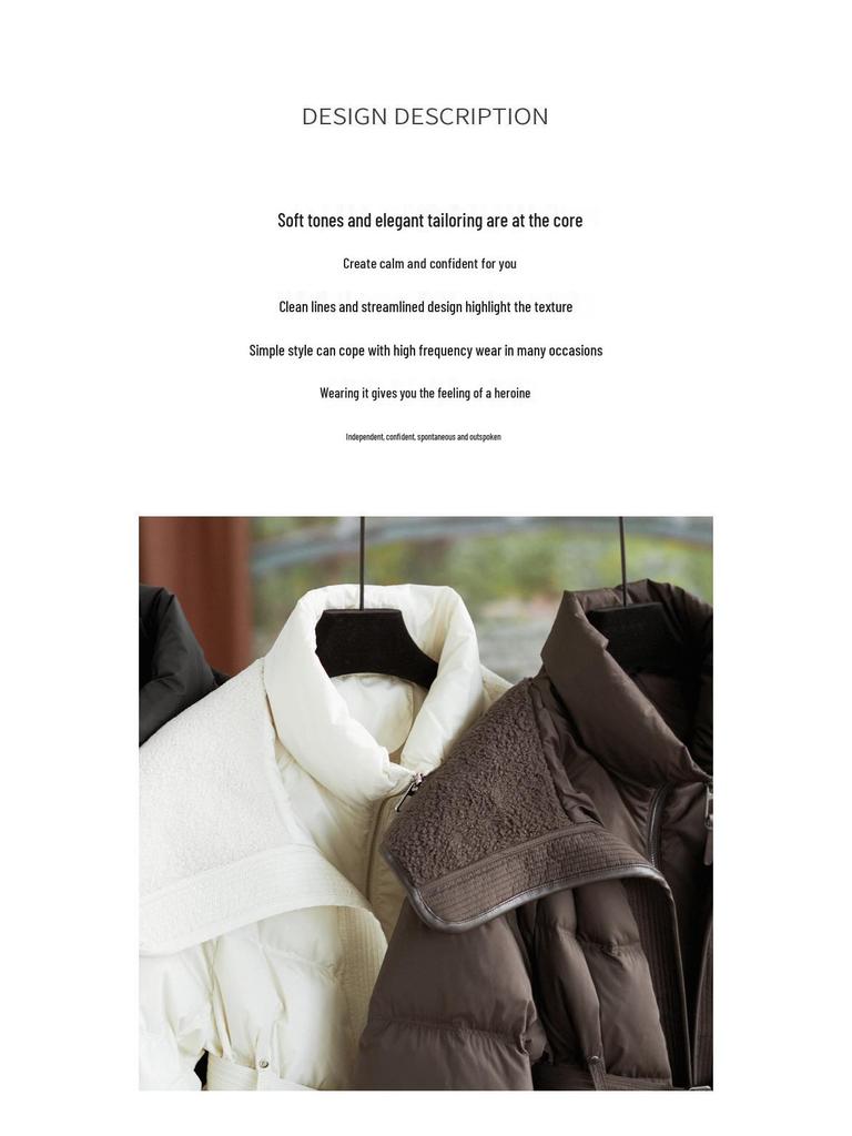 High-End Lamb's Wool & Duck Down Faux Two-Piece Large Lapel Women's Down Jacket