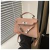 Fashionable Casual 2024 New Spring Retro Solid Color Lock Closure Minimalist Shoulder Tote Bag