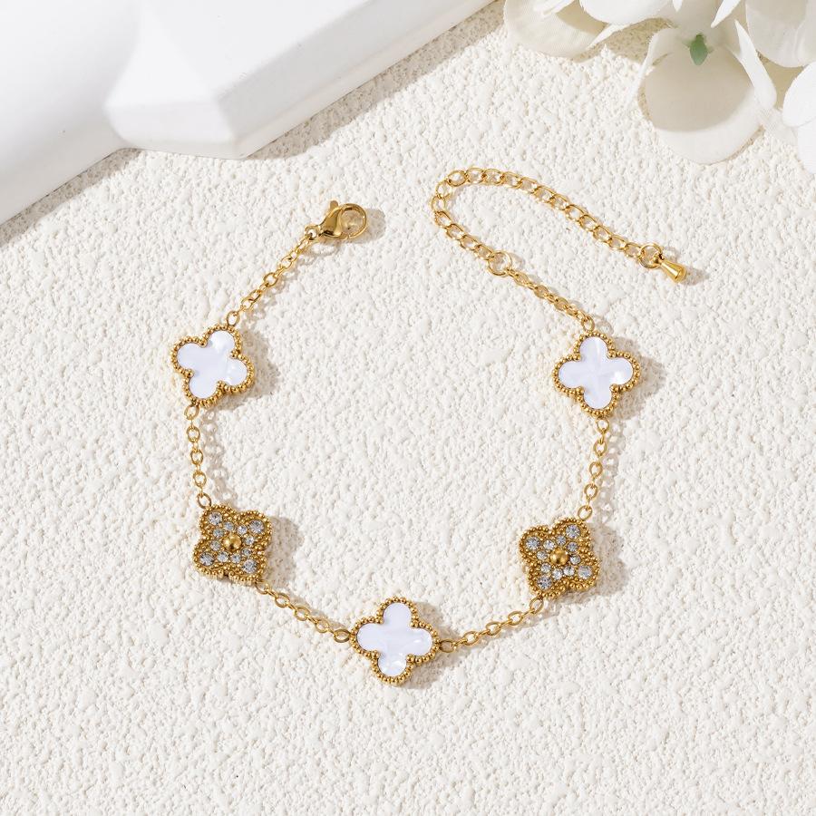 18k High-Grade Titanium Steel Bracelet Premium Feeling Women's Four-Leaf Clover Bracelet Fashion Hand Jewellery