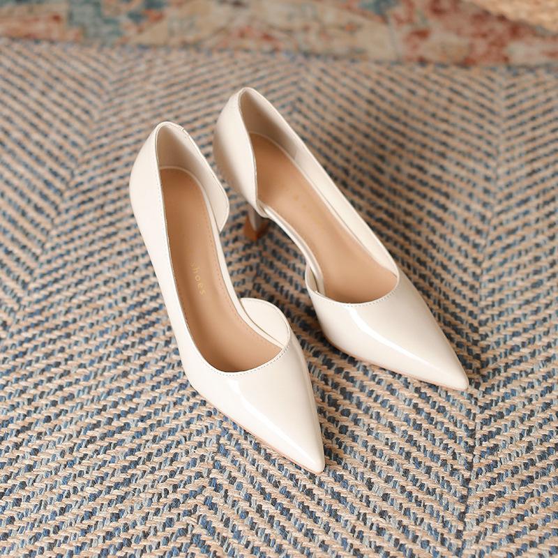 9 высокие каблуки женские шпильки модные сексуальные заостренные весна и лето черные весенние и летние неглубокие французские резиновые туфли