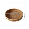 Handwoven Rattan Storage Tray with Wooden Handle Picnic Basket Bread Food Plate Snack Fruit Cake Platter Dinner Serving Tray New
