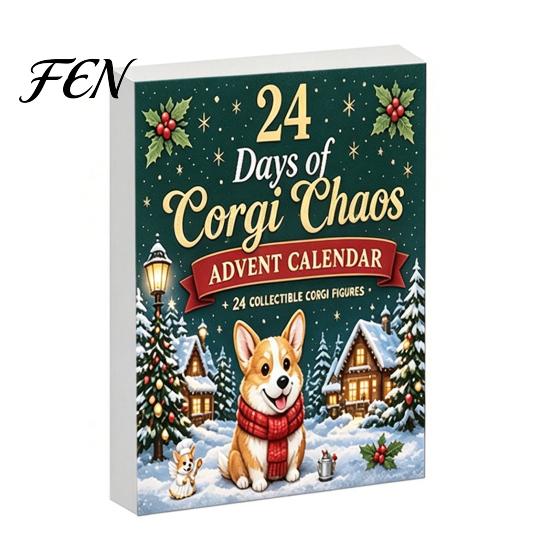 Corgi Figurines Gift Set 2026 Christmas Advent Calendar, 24 Days Acrylic Dog Ornaments Countdown 2D Fun Miniature Characters Holiday Pendants for Xmas