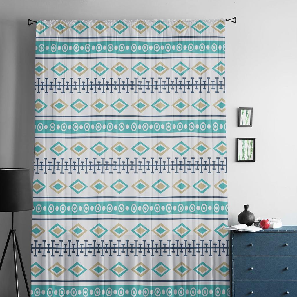 Геометрический узор Прозрачные шторы для гостиной спальни Домашний декор кухни Тюль для окон Вуаль Шторы