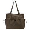 Women Drawstring Tote Bag Multi-Pocket Nylon Shoulder Bag Large Capacity Underarm Bag Armpit Hobo Bag Commuting Bag