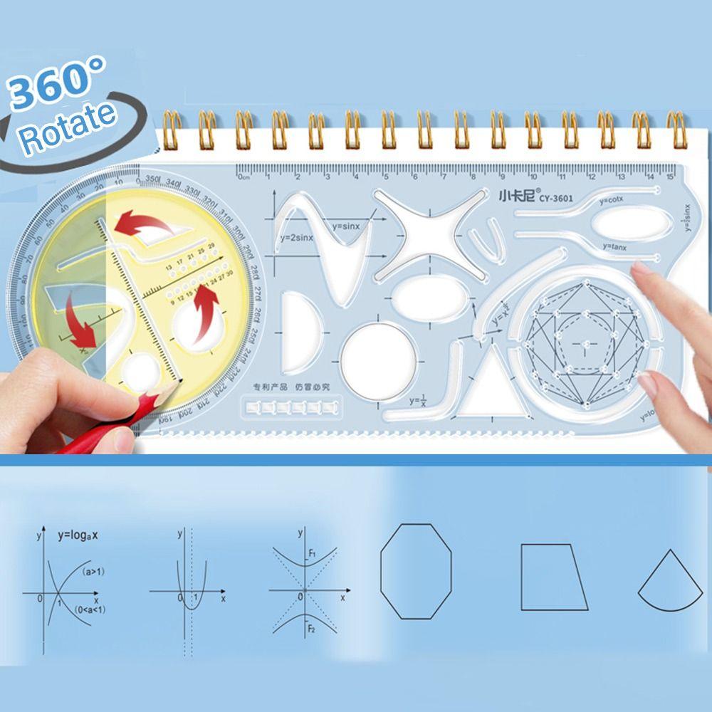 Вращающиеся творческие канцелярские принадлежности для студентов, подарок, линейка, геометрический чертеж, транспортир, измерительный инструмент для обучения