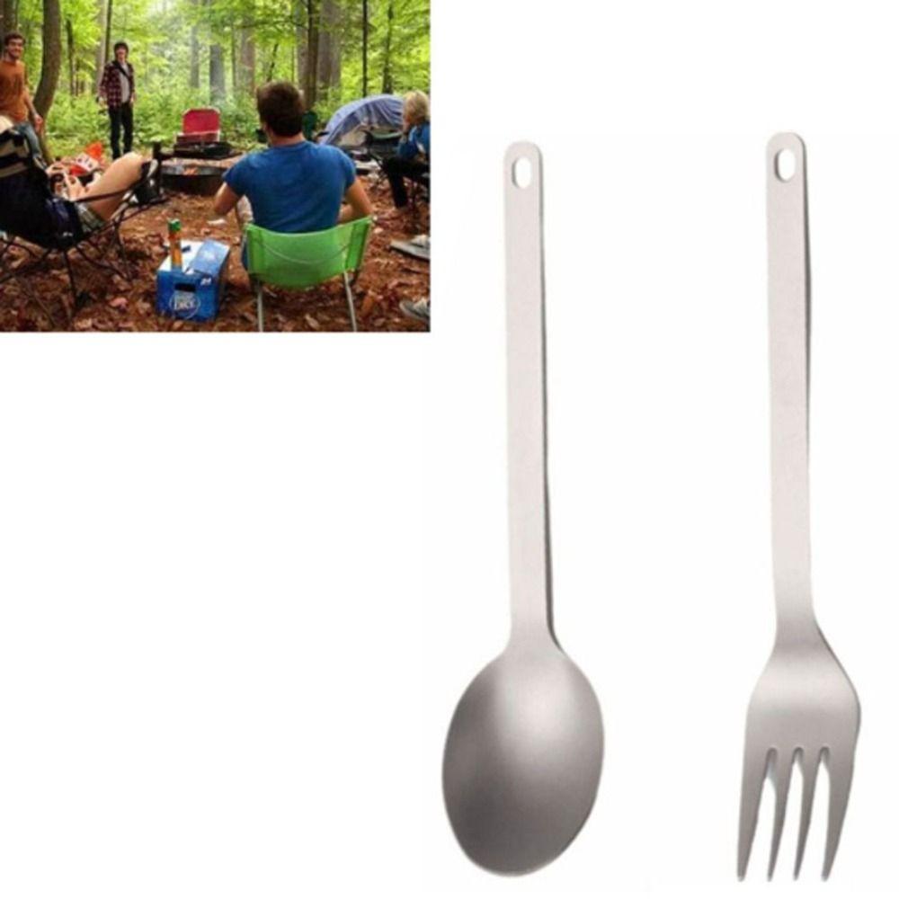 2 Pcs/Set Ultralight Titanium Cutlery Set Reusable Utensils Durable Flatware Set  Outdoor Camping