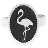 [Q2450] — Дизайнерское кольцо из стали «Фламинго», чёрное серебро, 16x12 мм.