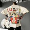 Оверсайз Футболка с Аниме-Принтом Луффи One Piece Мужская Женская 2026 Лето Уличная Одежда Футболка Повседневная С коротким Рукавом Мультяшный Принт Y2k
