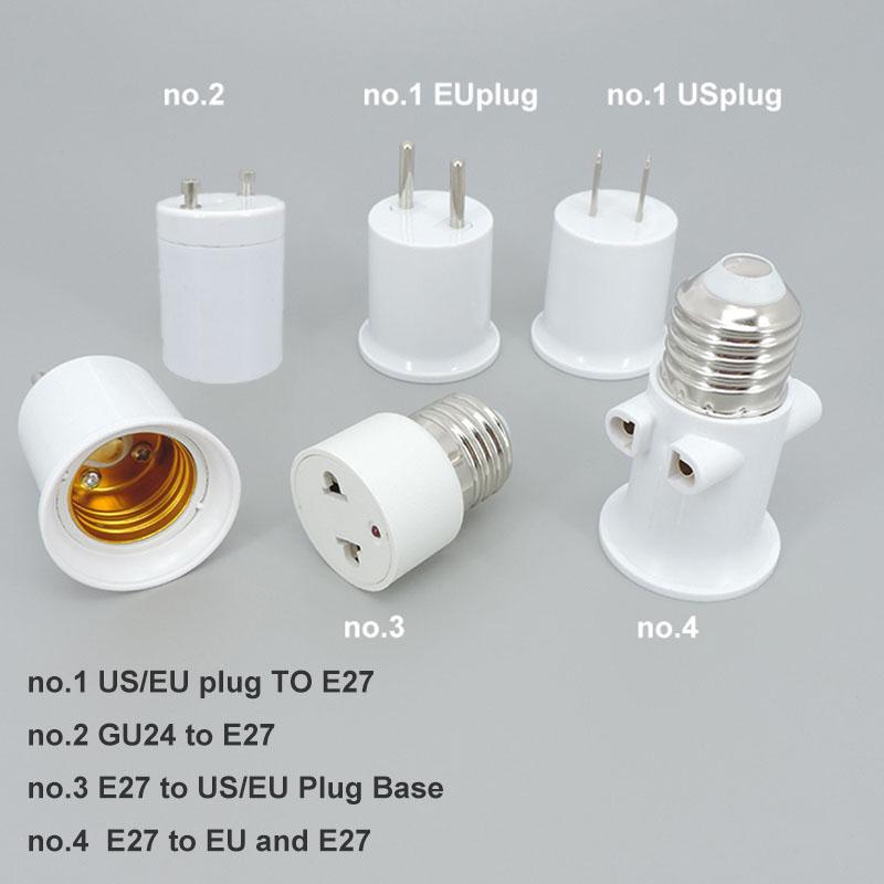 AC E26 E27 to GU24 E27 US EU power Plug Screw Lamp Holder Light Base Socket AC Adapter Converter electric connector