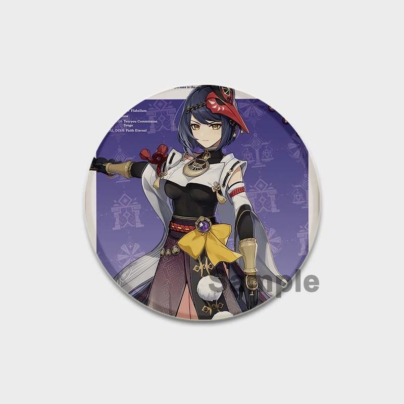 58 мм аниме Genshin Impact значки Yae Miko Xiao Zhongli, эмалированные булавки, мультяшная пуговица, брошь, украшение на грудь для рюкзаков, подарки для фанатов