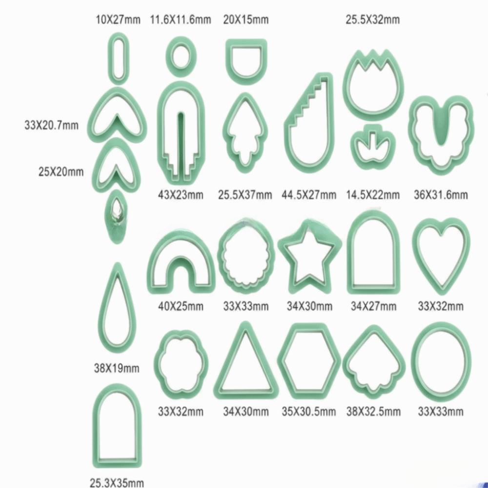 24pcs Green Clay Earring Cutters Various Shapes Boho Clay Cutters  Earrings Making