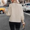 European and American women's clothing spring and autumn 1116 new printed pullover short polka dot long-sleeved top