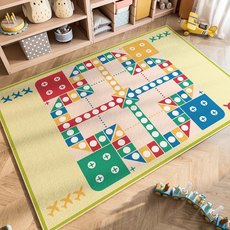 Cartoon Car Traffic Crystal Pile Carpet Children's Room Climbing Mat Home Non-Slip and Dirt Resistant Living Room Mat
