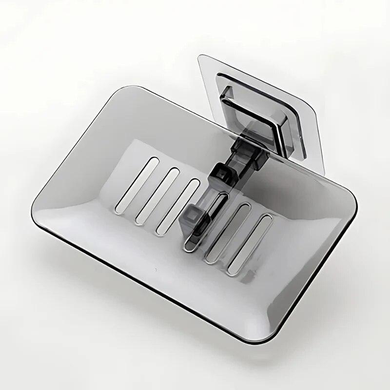 Прозрачная полка для мыла, не требующая сверления, настенная мыльница, мыльница, губка, аксессуары для ванной комнаты, мыльницы, самоклеящиеся