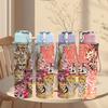 1PC Vintage Woman Flower Collage Art Print 750ml Color Plastic Sports Water Bottle Leakproof Flip Straw Lid Suitable for Sports Office Home Use