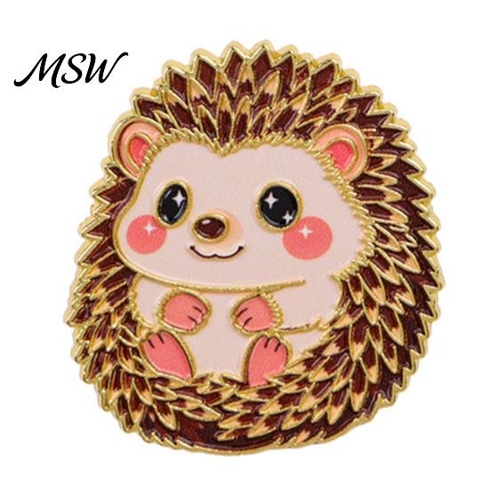 Metal Lapel Pin Enamel Animal Brooch Pin, Bear Penguin Fox Dog Hedgehog Badge, Women Jewelry Men Alloy for Coats Sweaters Scarves Theme Pins