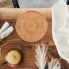 Round Rattan Placemats Coaster Handwoven Heat Insulation Pads for Outdoor Camping