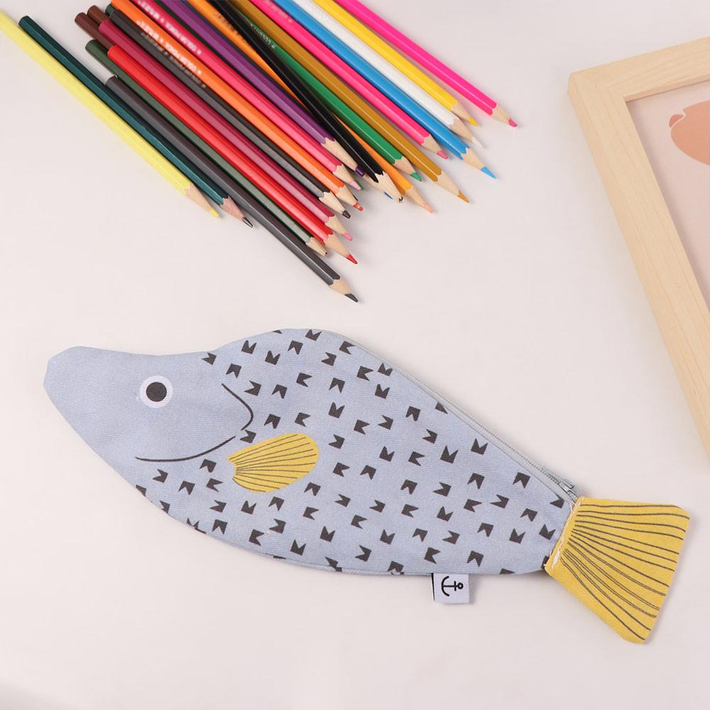Grouper Shape Pencil Case Funny School Supplies Pouch Novelty Fish Pencil Bag  Makeup Organizer