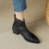 Fashion Women's Genuine Leather Chunky Heel Pointed Toe Back Zip Autumn Ankle Boots High Quality Soft Comfortable Female Short Booties