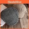 Checkered Retro Pattern Beret Hat For Women Breathable Sunshade Gift Headwear