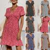 Women's Casual Fashion V-Neck Floral Print Short Sleeve Patry Dress