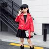 Kids Clothing Boys and Girls Spring Autumn Turndown Collar Leather Jacket Children's Motorcycle Korean Style Jacket
