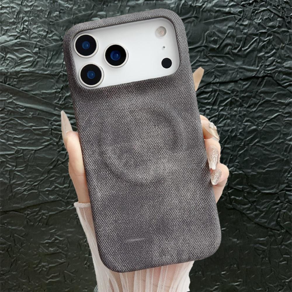 Роскошный Магнитный Джинсовый Чехол для iPhone 17 Air 16 15 14 13 12 Pro Max Plus с поддержкой MagSafe, из PU Кожи, для Беспроводной Зарядки, Полупрозрачный
