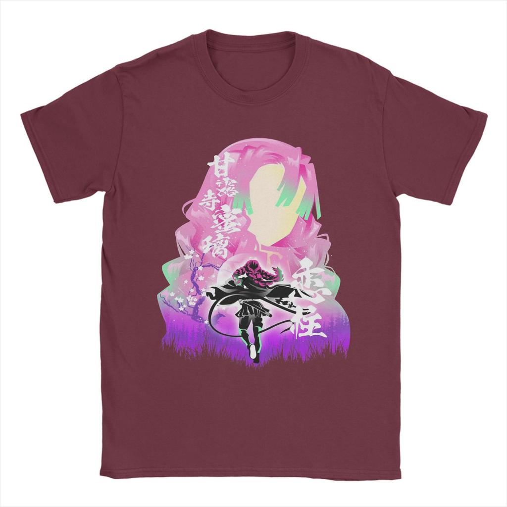 Men's Mitsuri Kanroji Demon Slayer T Shirt Love Hashira 100% Cotton Tops Short Sleeve Round Collar Tees Plus Size T-Shirts