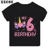My 1 2 3 4 5 6 7 8 9 th Years Birthday Unicorn Print Cute Girls Clothes Summer Short Sleeve Kids T shirt Baby Boys TShirts