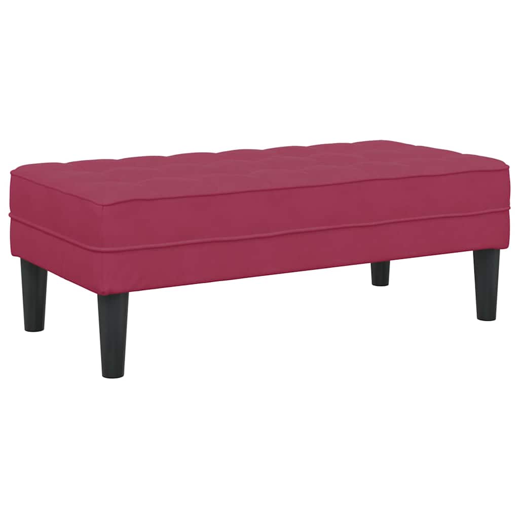 Red Wine Velvet Ottoman with Cushion 113 x 57 x 39 cm