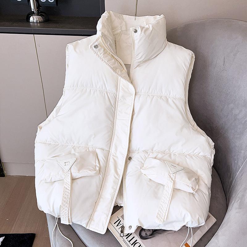 European and American down cotton vest, new loose thickened sleeveless vest jacket in autumn and winter
