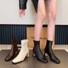 Autumn Winter Women Slimming Short Boots Fashion Back Zippers Square High Heel Shoes New Women's Ankle Booties