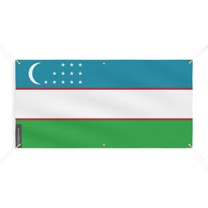 Bannière Drapeau de l'Ouzbékistan 6 Oeillets 50x100cm en polyester
