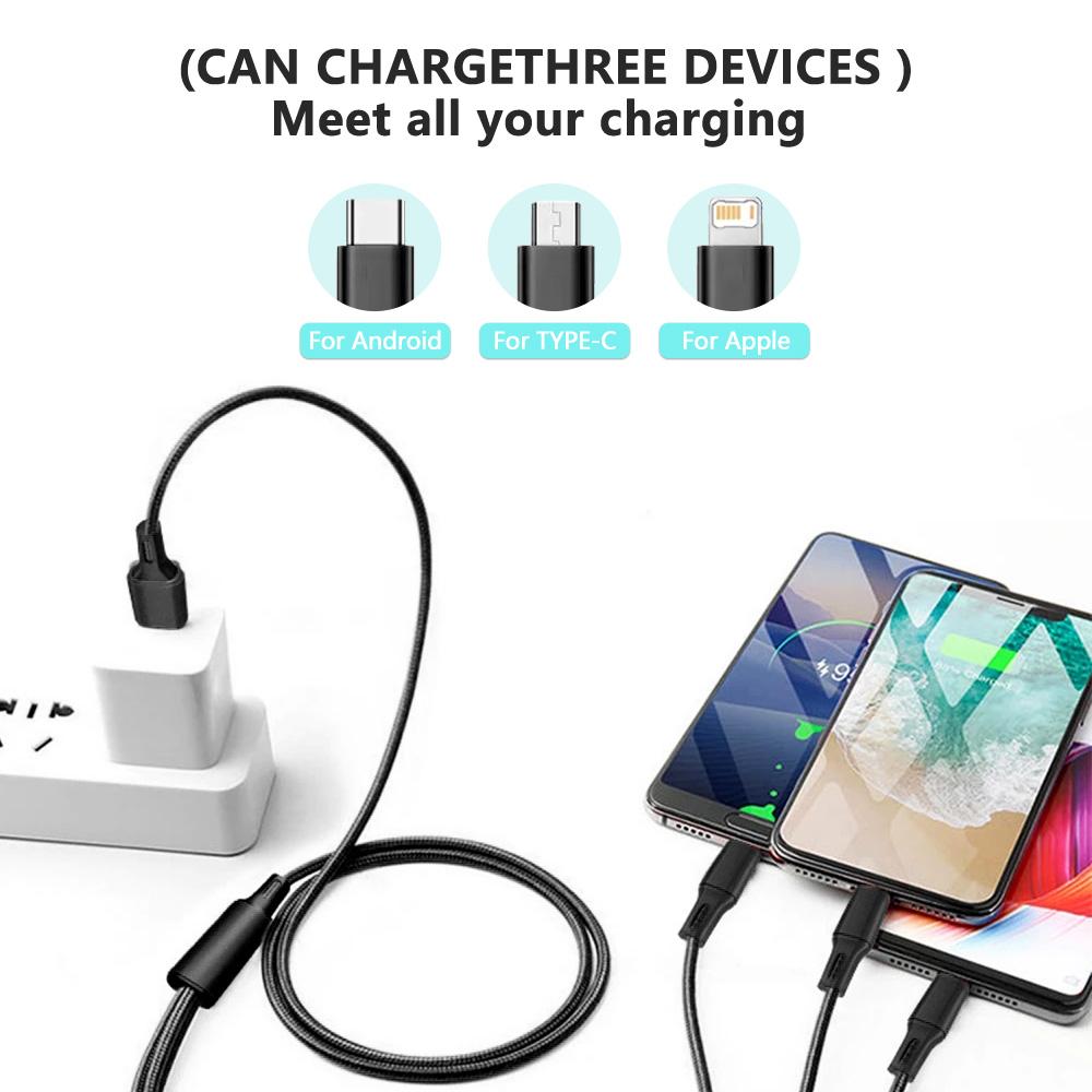 3 в 1 Micro USB Type C кабель для быстрой зарядки, многопортовый микрокабель для быстрой зарядки iPhone 16 15 14 XS Xiaomi Samsung USB C кабель