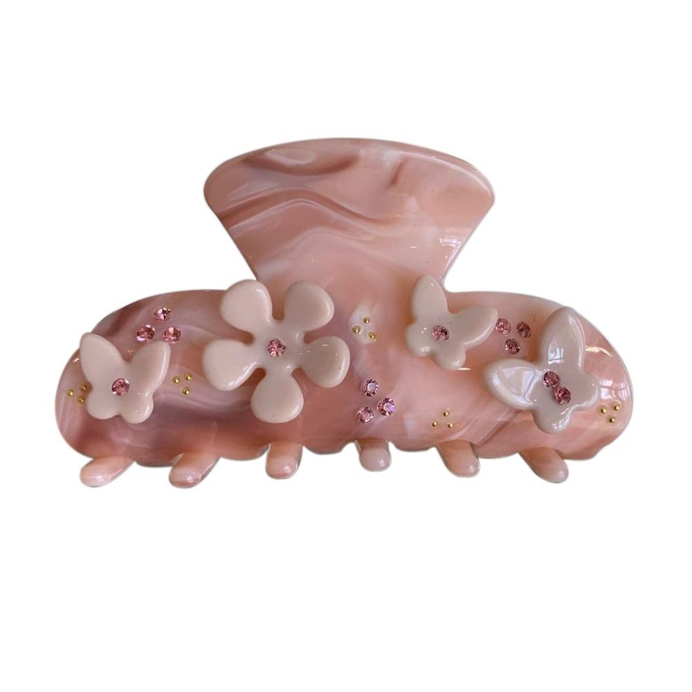 Flower Heart Series Hair Gripper Exquisite Hairpin Headwear Artistic Pink Shark Hair Claw Grasp Headdress Hair Accessories