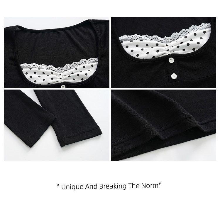 260 г Хлопок Модал В горошек Кружево Пэчворк Стиль из двух частей Стройнящий Топ