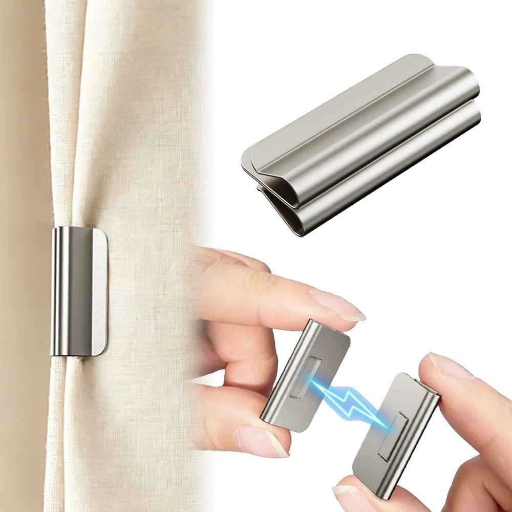 1 Pairs Metal Curtain Closure Clip Magnetic Attraction Detachable Curtain Fixing Buckle Curtain Clips Window Curtain