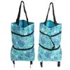 Collapsible Trolley Bags Folding Shopping Bag Canvas Multifunctional Grocery Bag with Wheel for