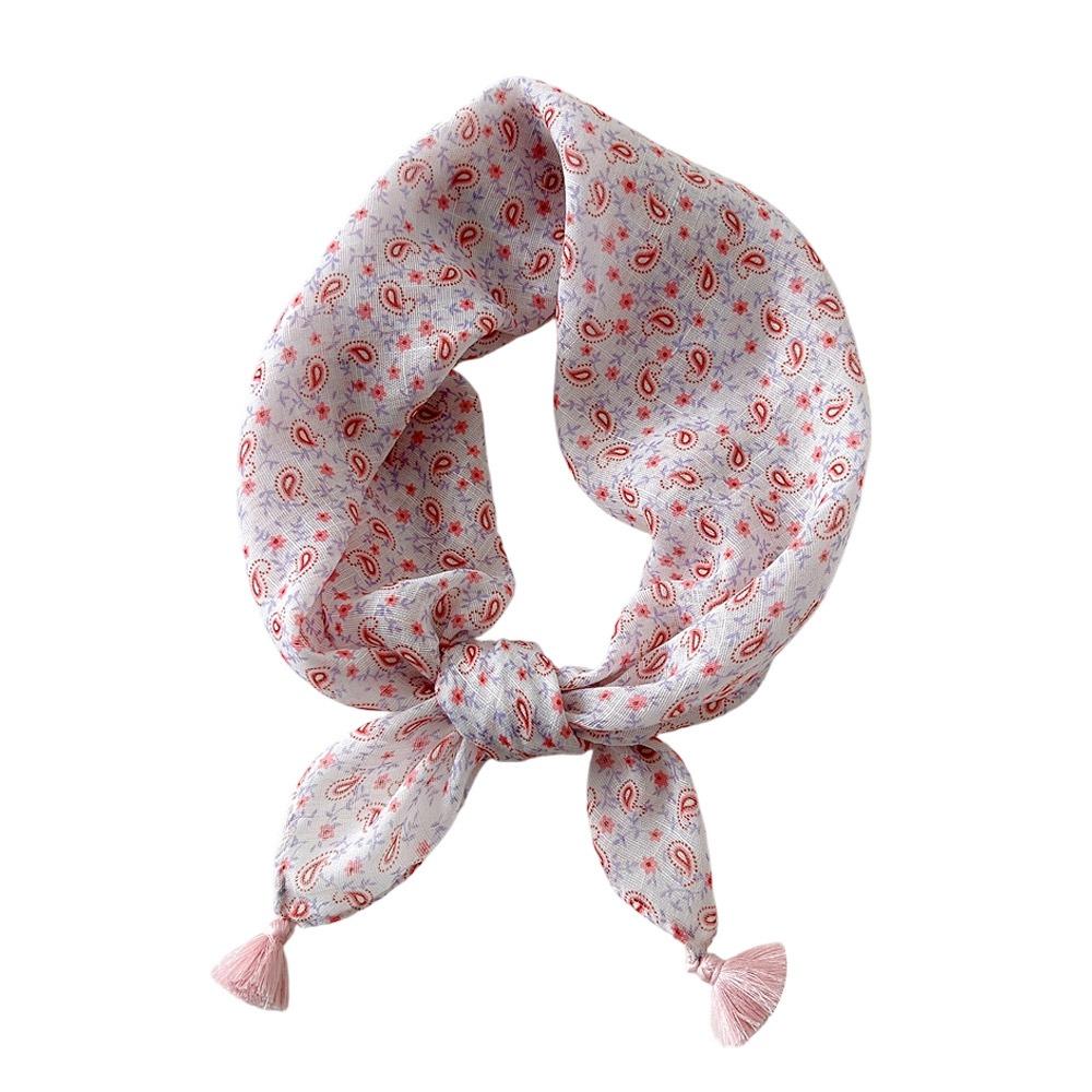 Multicolor Foulard with Tassel Head Scarf Creative Neckerchief OOTD