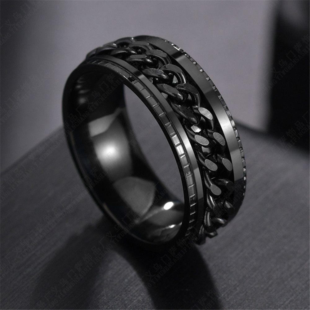 Spinner Rotating Punk For Teens Korean Finger Rings Men Rings Twist Chain Women Anxiety Rings