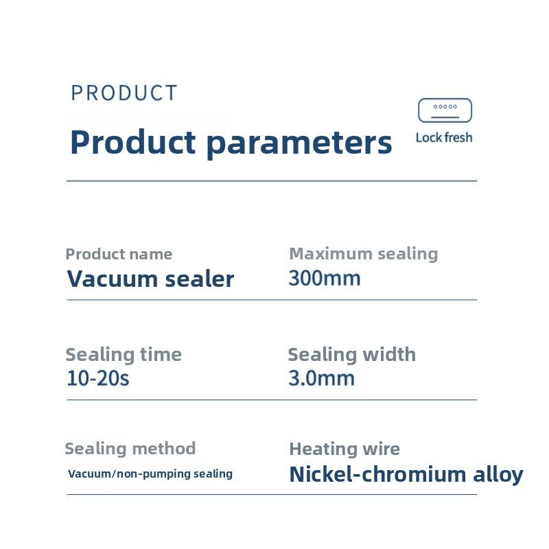 Household Vacuum Sealer Machine, 300mm Max Sealing Length Automatic Vacuum & Single Seal 2-in-1 Food Preservation Machine with Nickel-Chromium Alloy