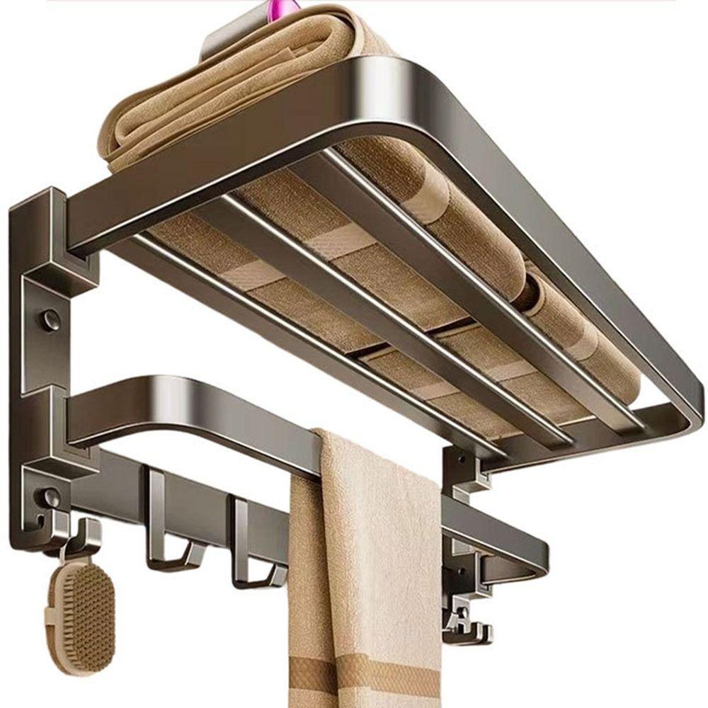 Foldable Bathroom Towel Rack Suction Cup Wall Mount Towel Holder Bathroom Storage Rack Home