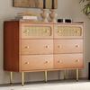 Commode - 6 tiroirs - Vintage - Noyer - Pieds métalliques 20 cm
