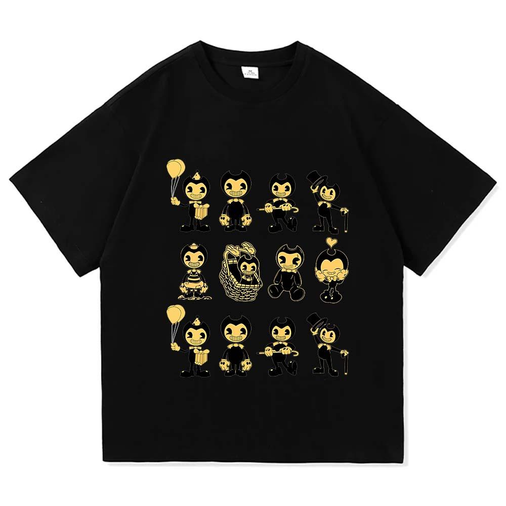 Unisex Tees Game Bendy and The Ink Machine T-shirt Short Sleeve Loose Cotton Unisex T Shirt Cartoon Graphic Printing Tshirts Tee