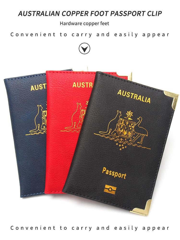 Australia Passport Holder: Slim Leather with Copper Details and Ticket Pocket