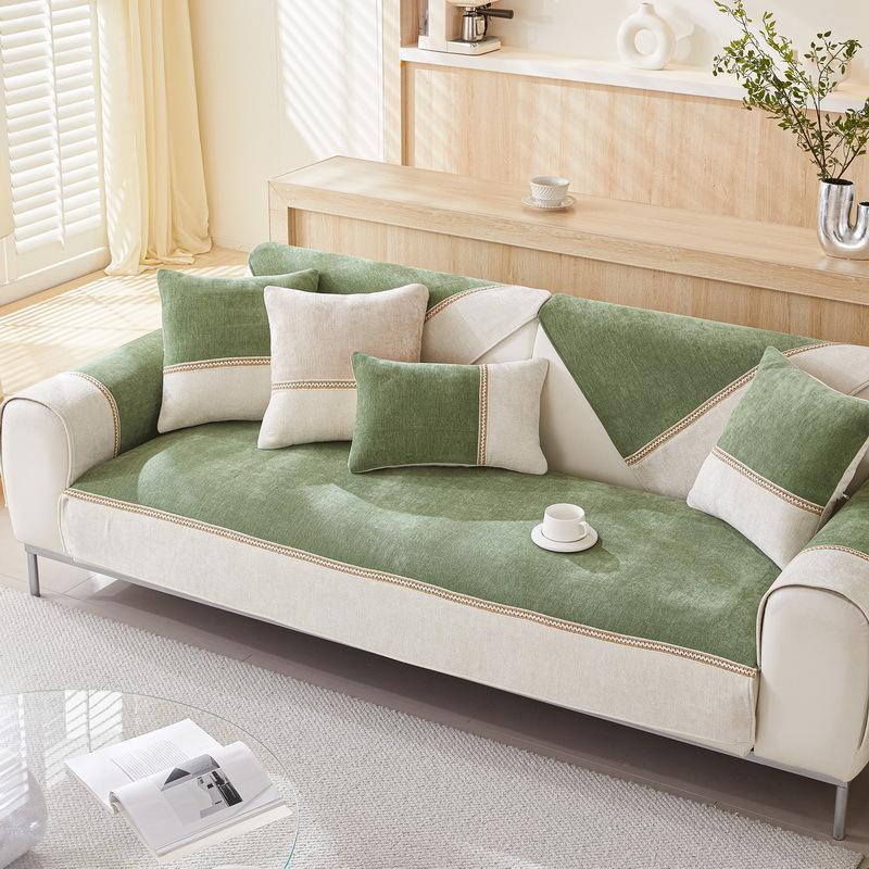 Nordic Sofa Cushion Four Seasons Universal Non-Slip Chenille Straight Row Leather Sofa Cover Cushion Cover Towel